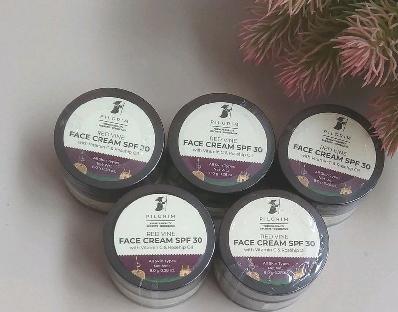 Combo Of 5 Pilgrim Red Vine Face Cream