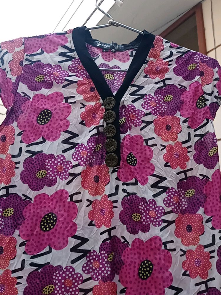 Floral Long Tshirt+ Top Tunic For Women