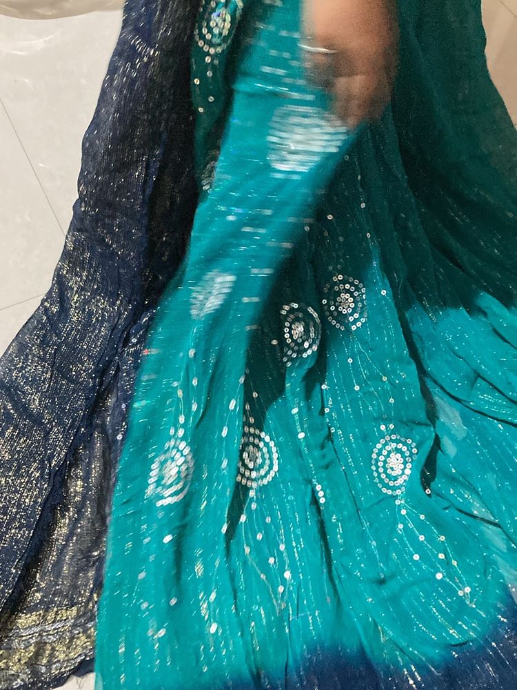 Blue diamond saree