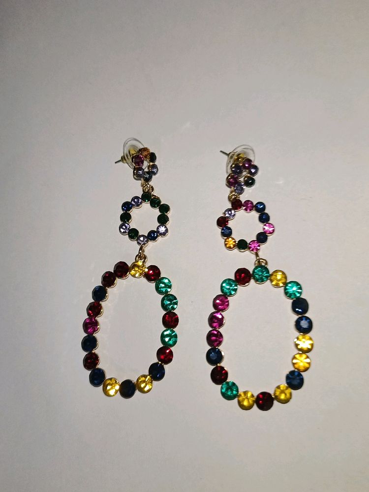 Multi Colour Long Earrings