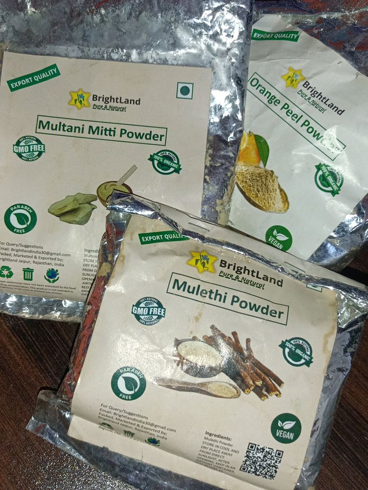 Orange Peel ,Multani Mitti , Mulethi Powder