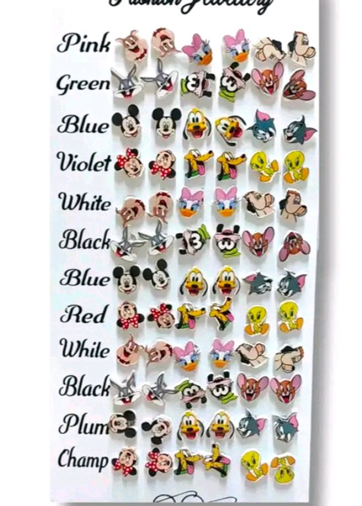 Disney Characters Earrings 36 Pairs