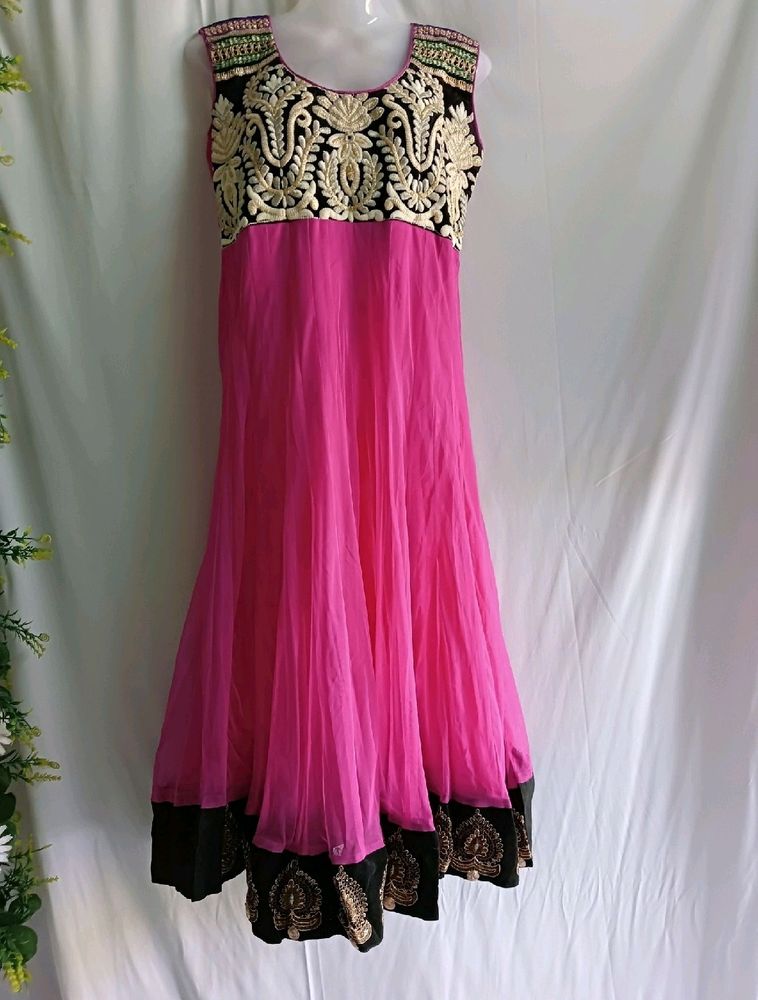 🎉50% OFF🎉Pink Anarkali Kurti, Net Fabric