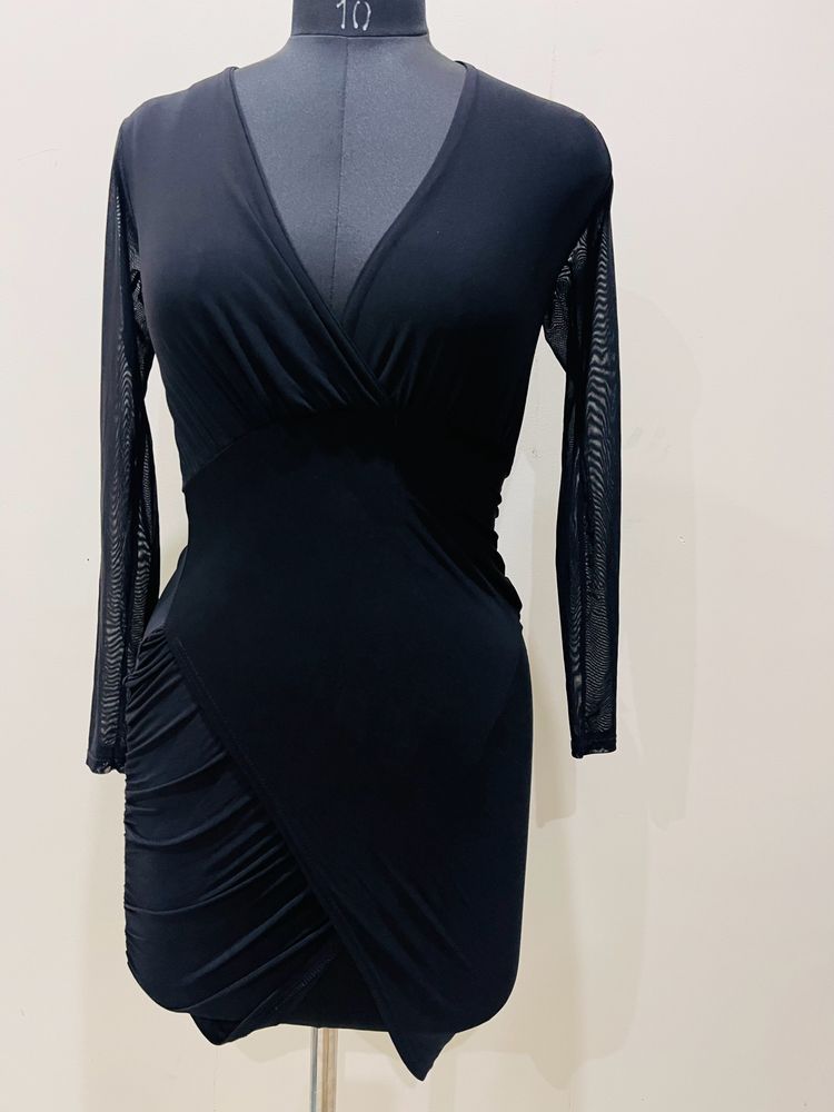 Net See Through Sexy Black Dress