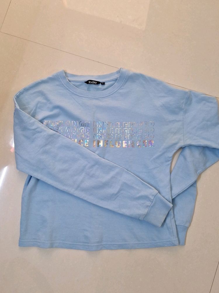 Light Blue Sweatshirt Full Sleeve Zudio Women