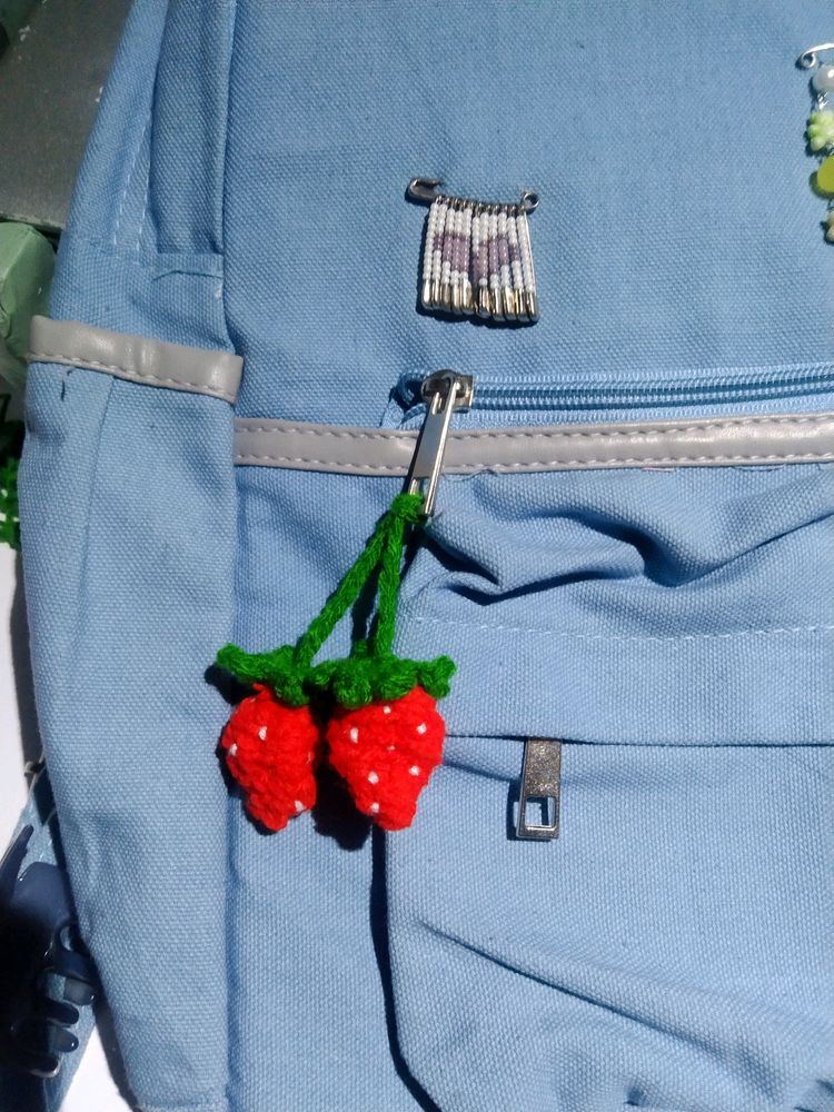 Crochet Strawberry Charm