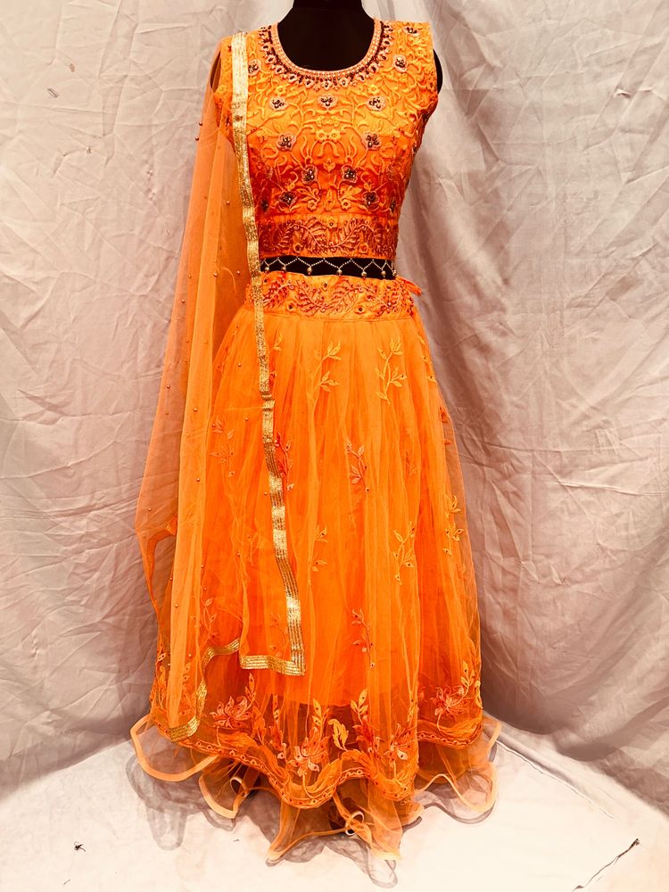 Orange Crop Top ,choli Lehenga