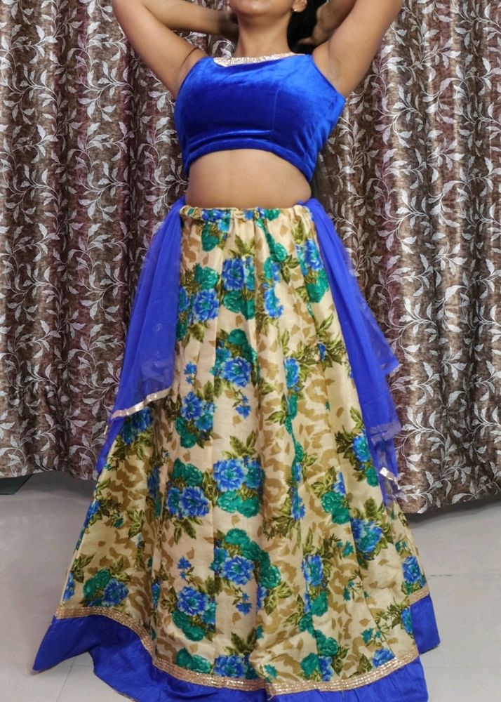 Royal Blue Ethnic Long Skirt
