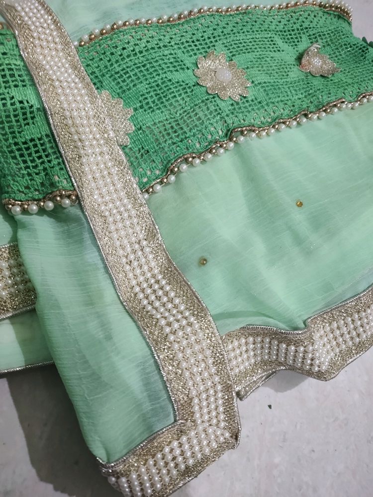 Sparkling Pearl Border Saree