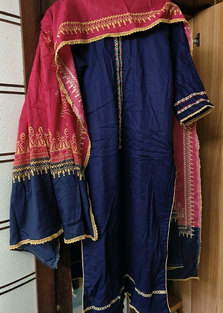 Daily Wear Pakistani Dress With Cotton Dupatta