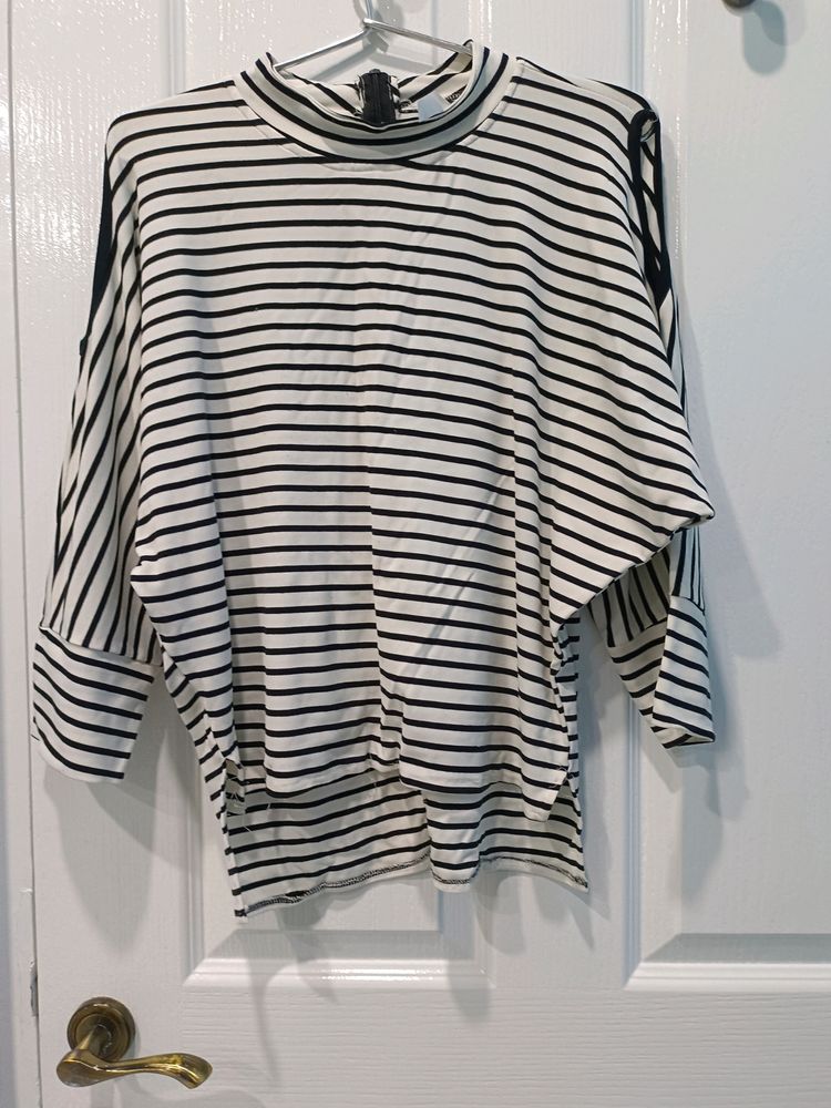 Black and White Striped Top