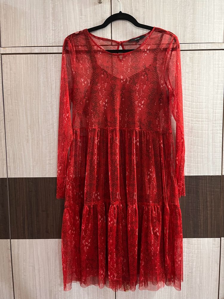 Vero Moda Red Sheer Dress (Size L)