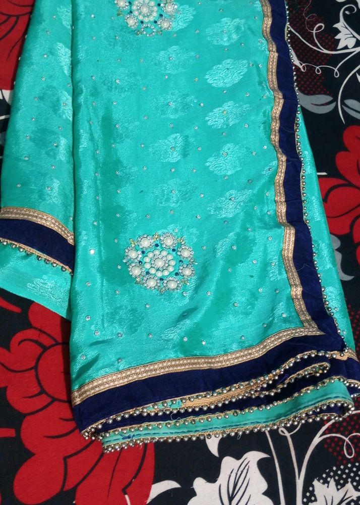 Sea Green Embellished Saree