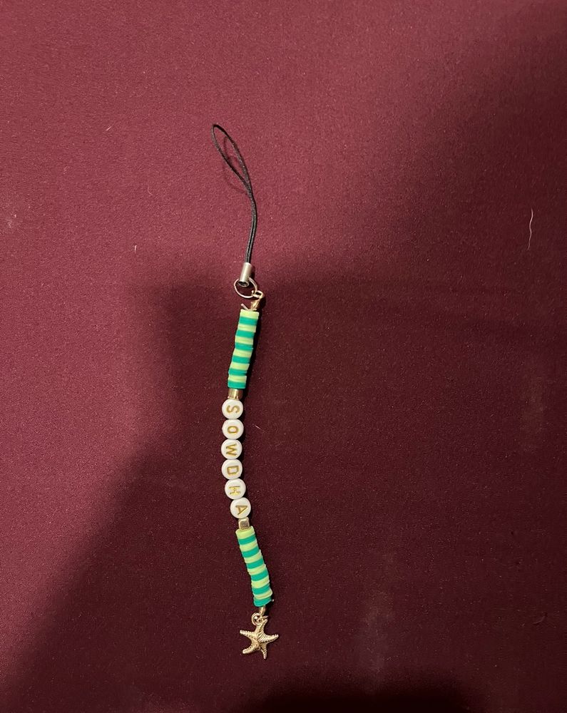 New Green Fimo Beads Customised Phone Charm