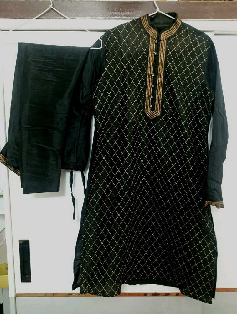 Men's Party Wear Kurta Pajama Black