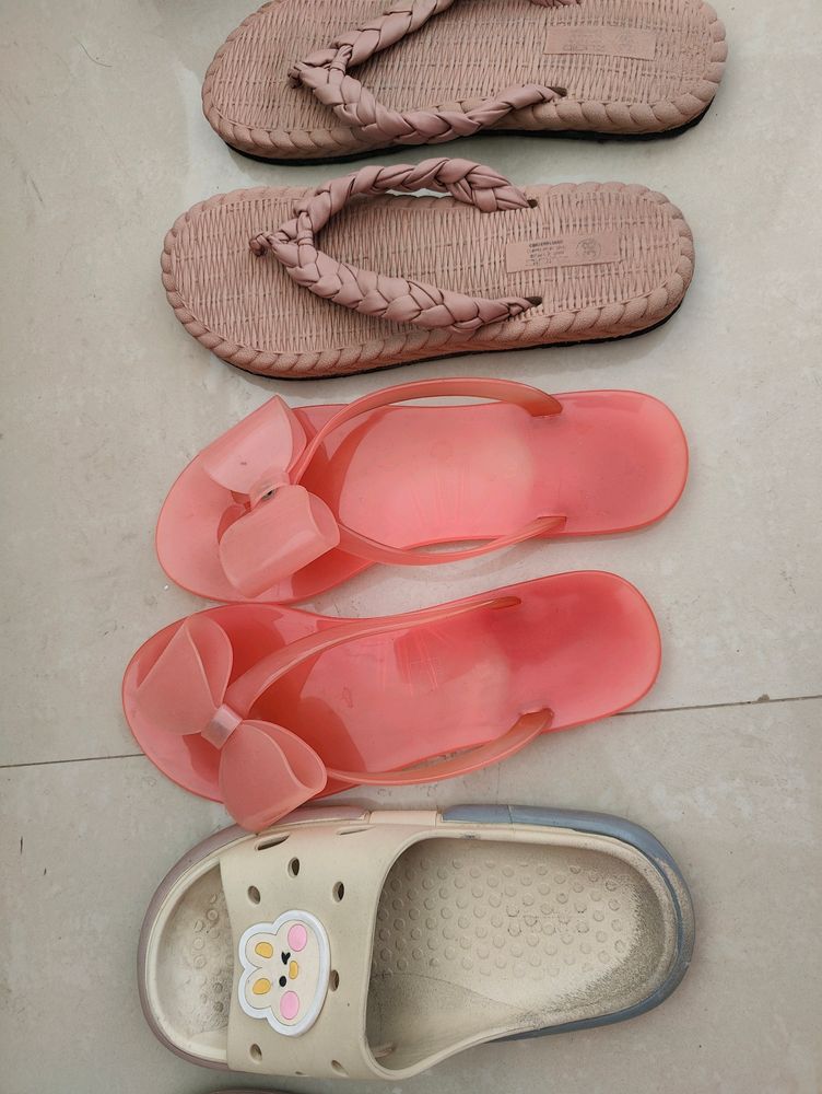 Chappals - 3 Pair ( Cream One Is Used Has Defect)