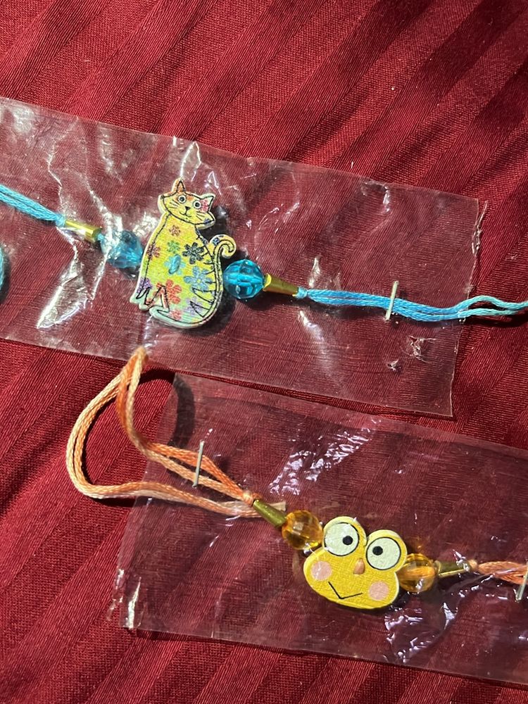 Cute Kitty And Frog Charm Rakhi Combo