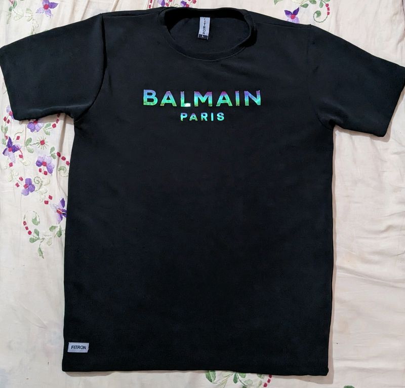 Balmain Paris Nice Quality Solid Black T Shirt, Dark Grey T Shirt, Zudio Original Beige T Shirt