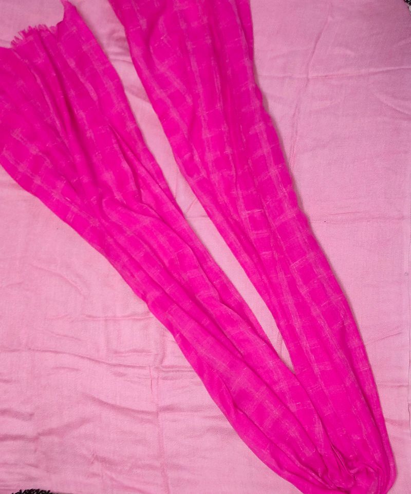 Pink Self Design Stole/Scarf