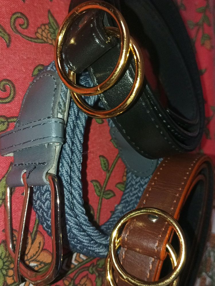 Canyon Leather Belt Combo Of 3