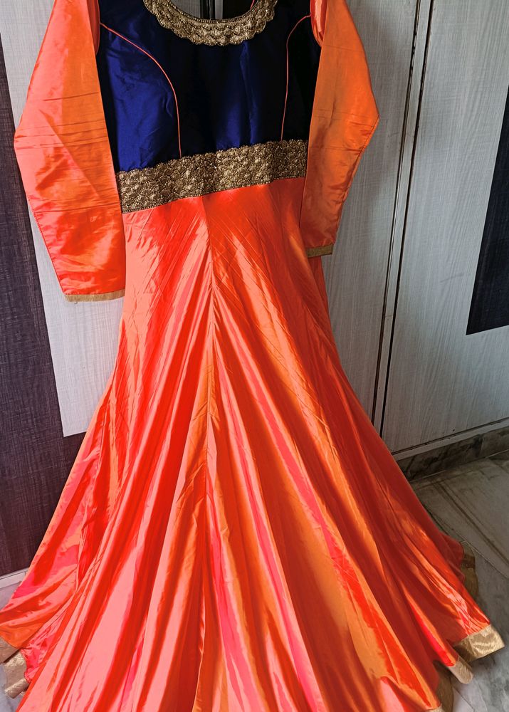 Heavy Embroidered Mulberry Silk Ethnic Gown