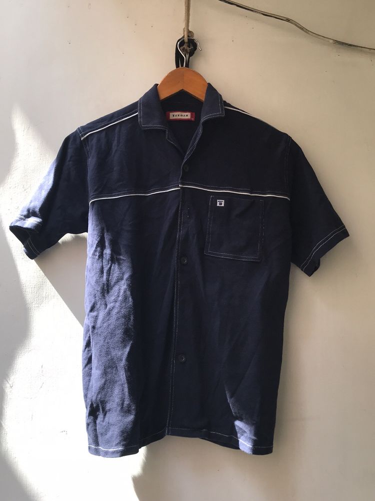 Navy Blue White Line Shirt