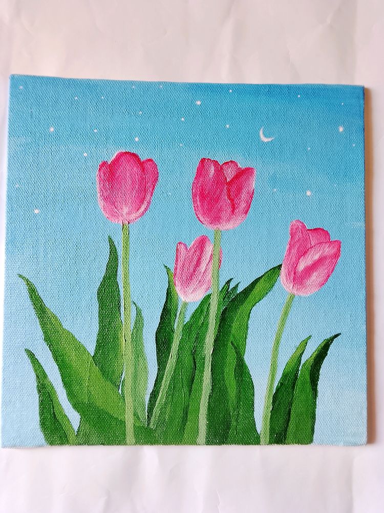 TULIP FLOWERS Acrylic Painting Canvas Board