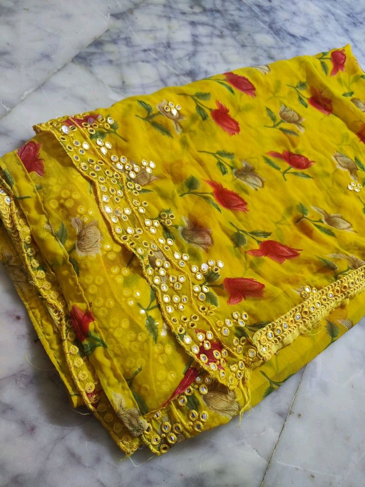 Yellow Beutiful Saree