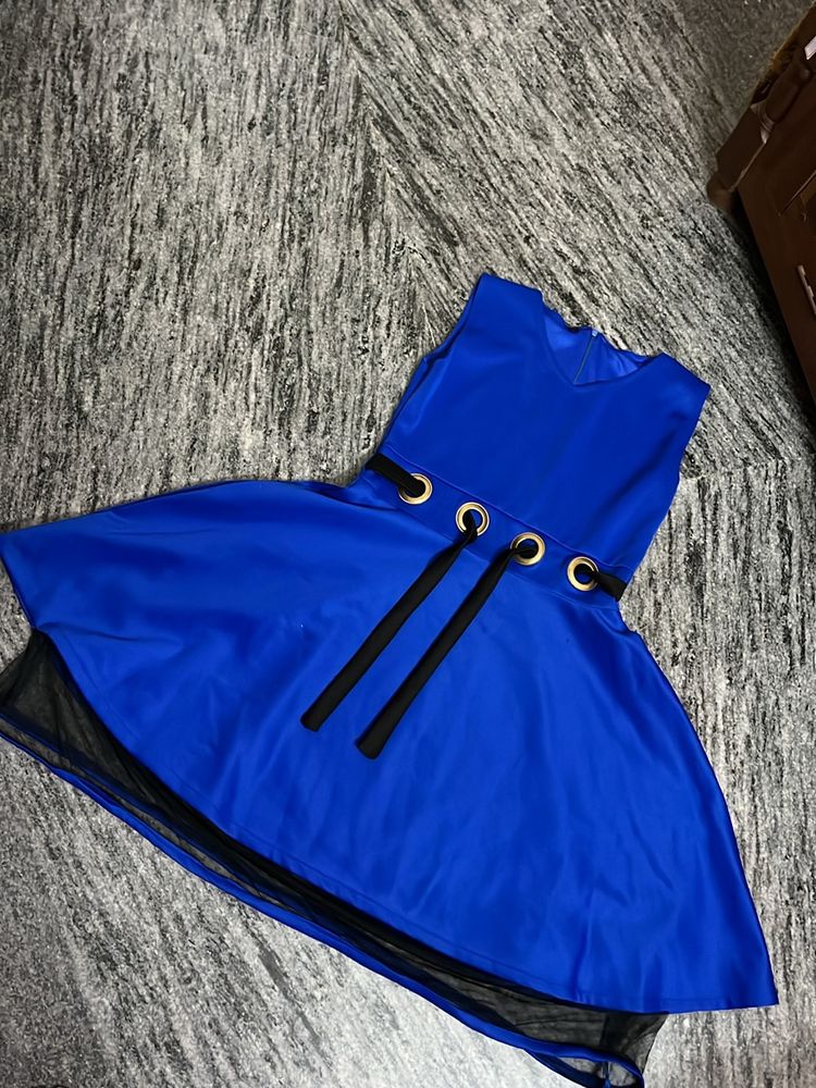 Blue Mini Flared Dress