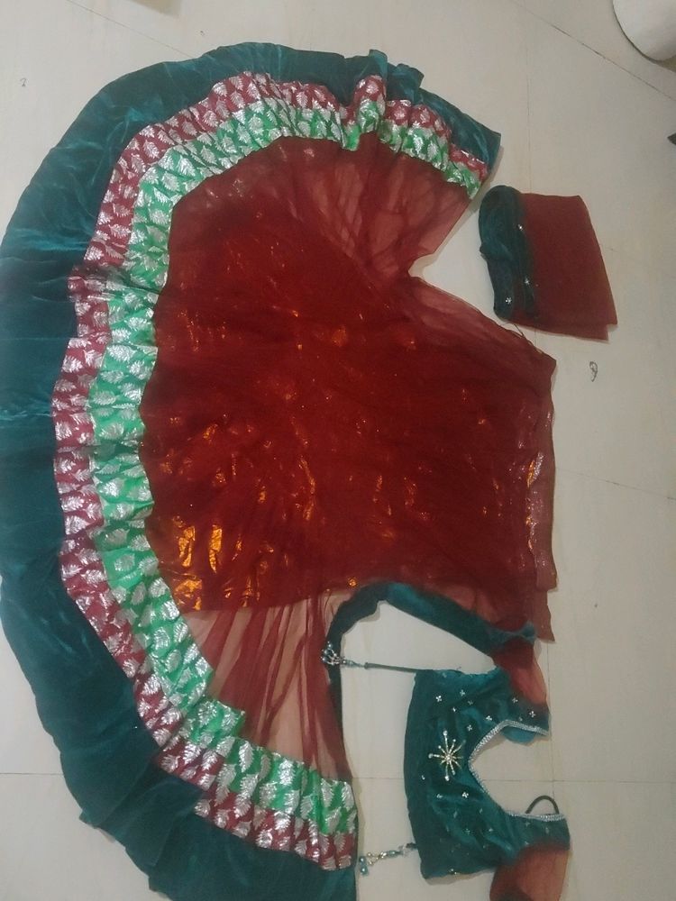 Ghagara Choli Fabric Net Party Wear Maroon Colour