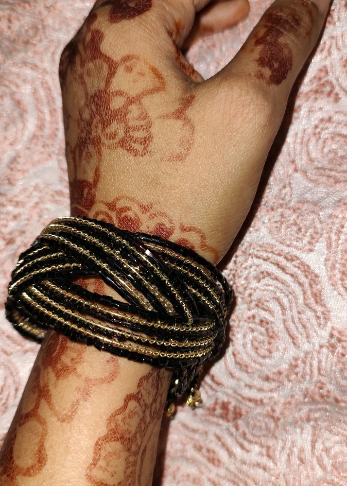 Beautiful Cutdana Work Black Adjustable Bracelet