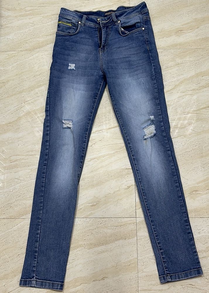 Distressed Blue Jeans - Size 30 - Torn and Fashion