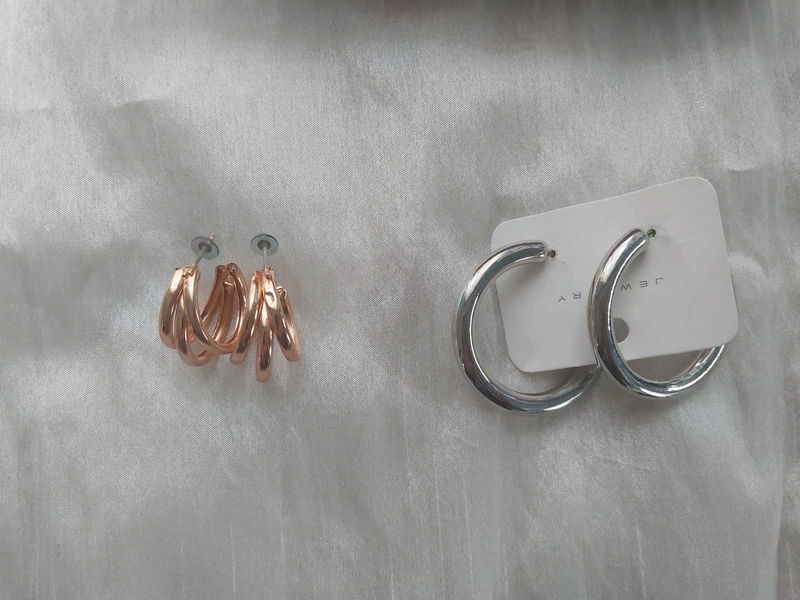 3 hoop Gold & Silver Earrings