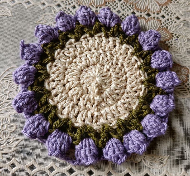 2pcs Crochet Tulip Tea Coaster Set