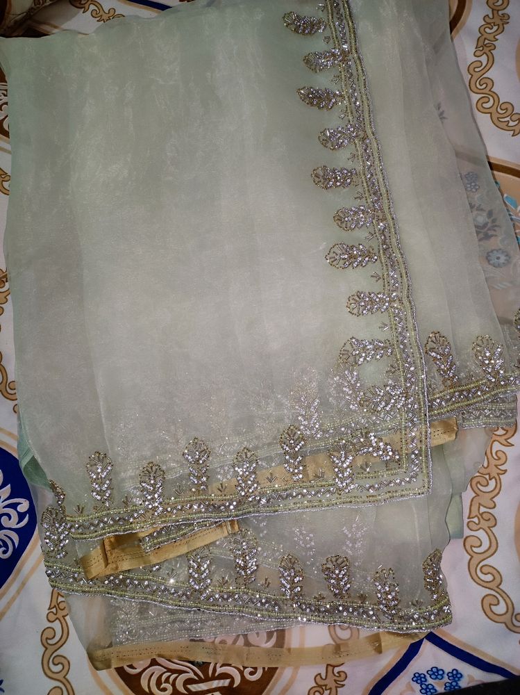 Fully Stitched Zari Saree With Cutdana Embroidery