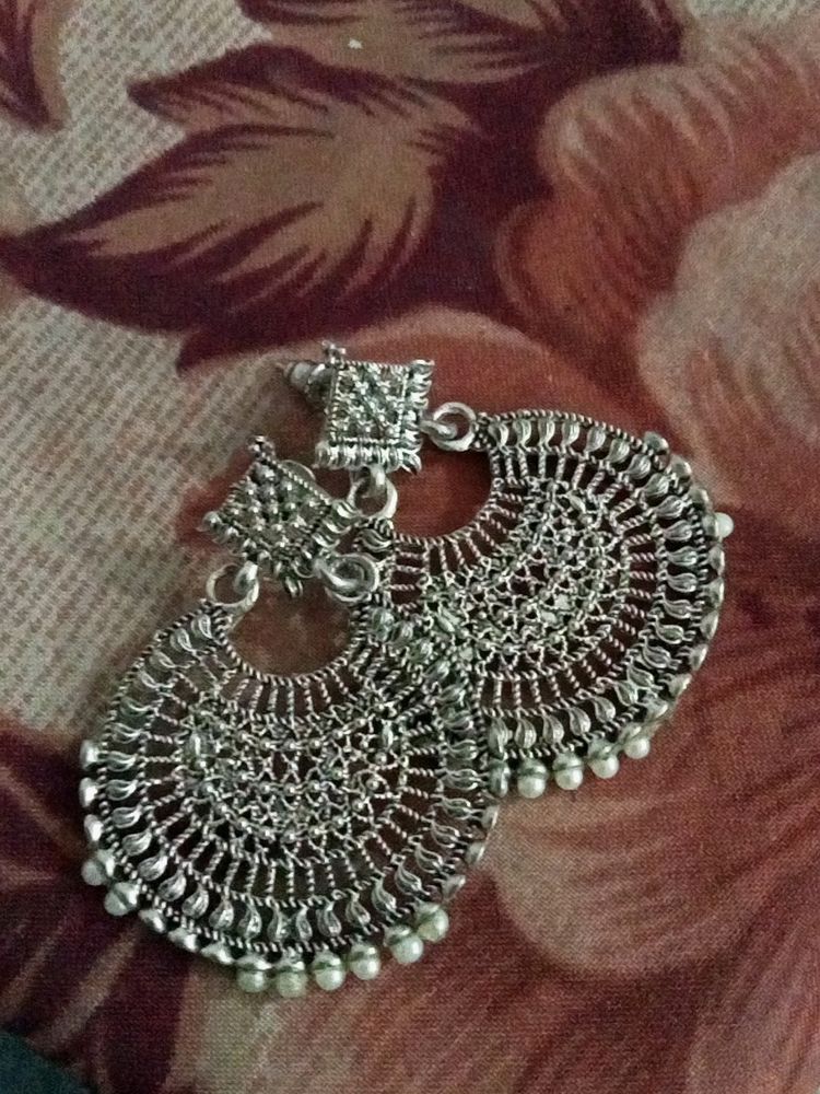 Silver Oxidised Jhumka