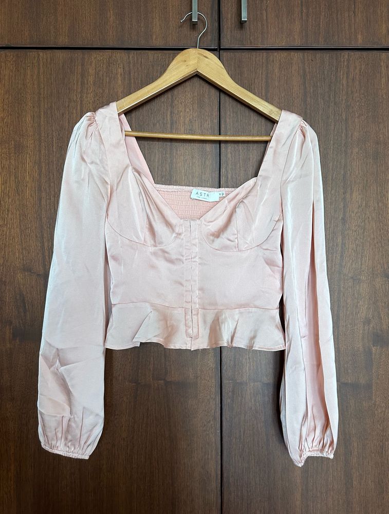 Silky Peach Cinched Top