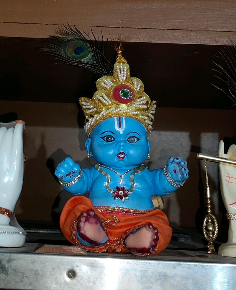 Hand Painted Lord Baby Krishna Doll