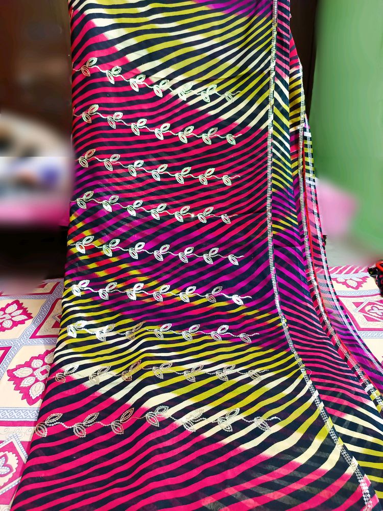 Ready To Wear Multicolour Stripped Saree