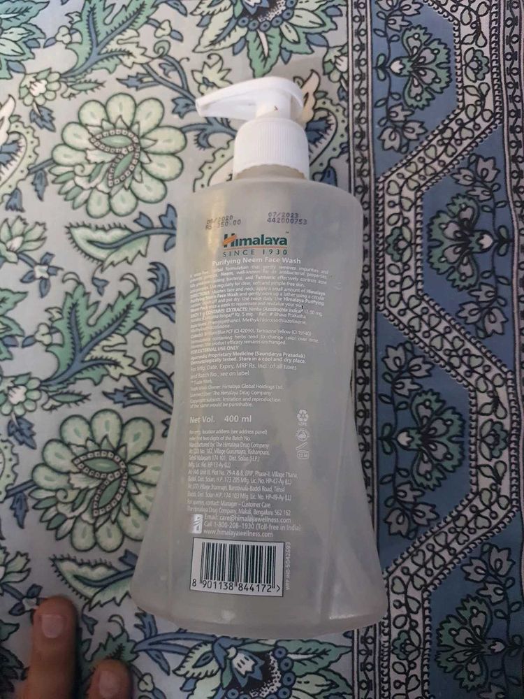 empty bottles of himalaya face wash and shampoo