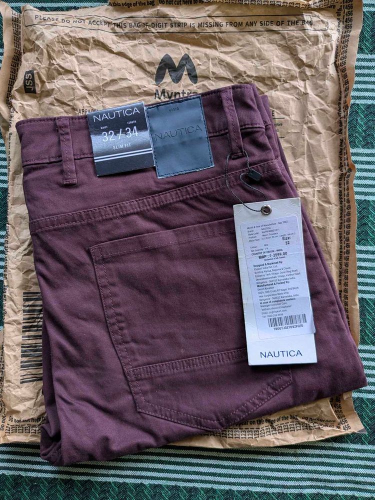 Nautica New Maroon Trouser W32