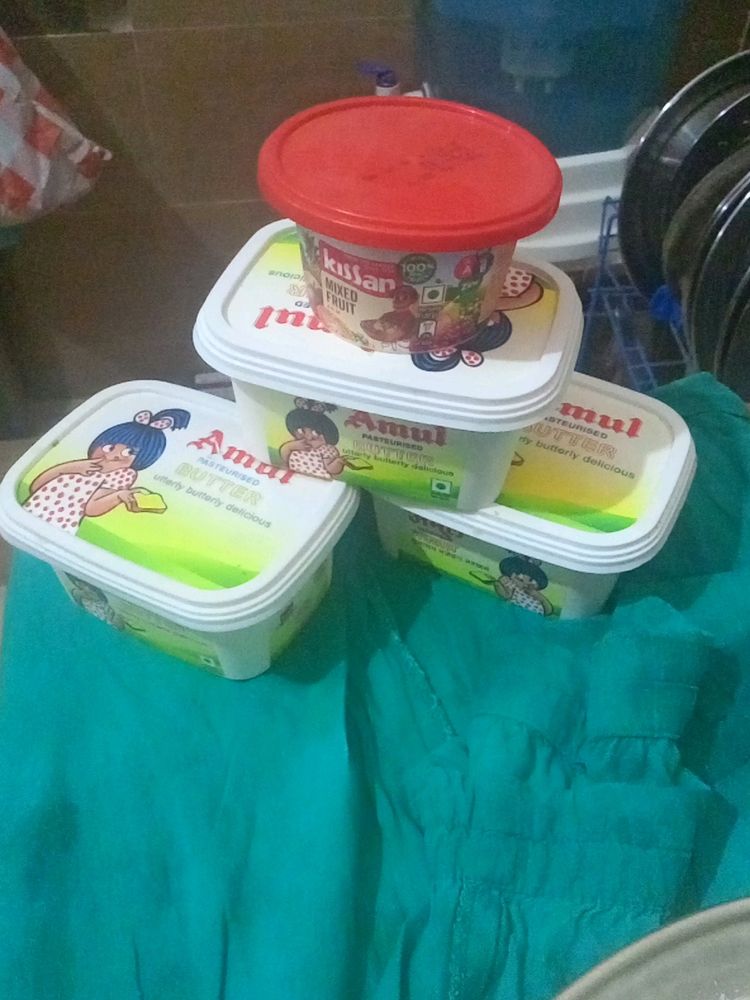 Amul Pasteurised Butter Empty Box ,Kissan Mixed Fruit Jam Empty Boxes