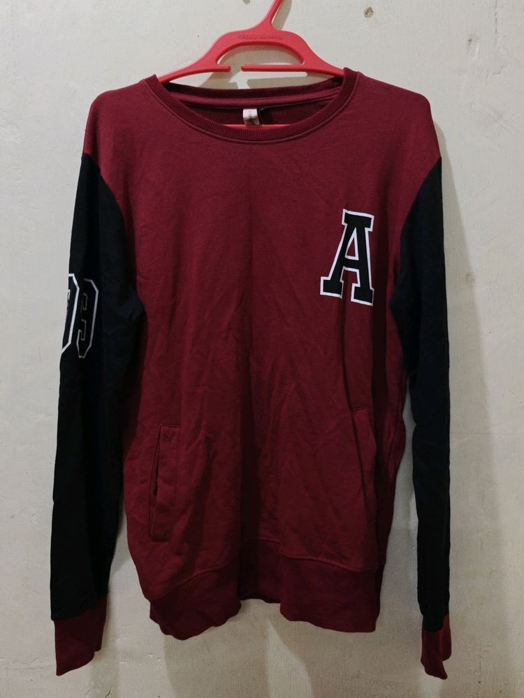 Black And Maroon Sweatshirt.