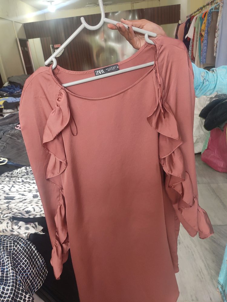 ZARA Tunic With Ruffle Sleaves