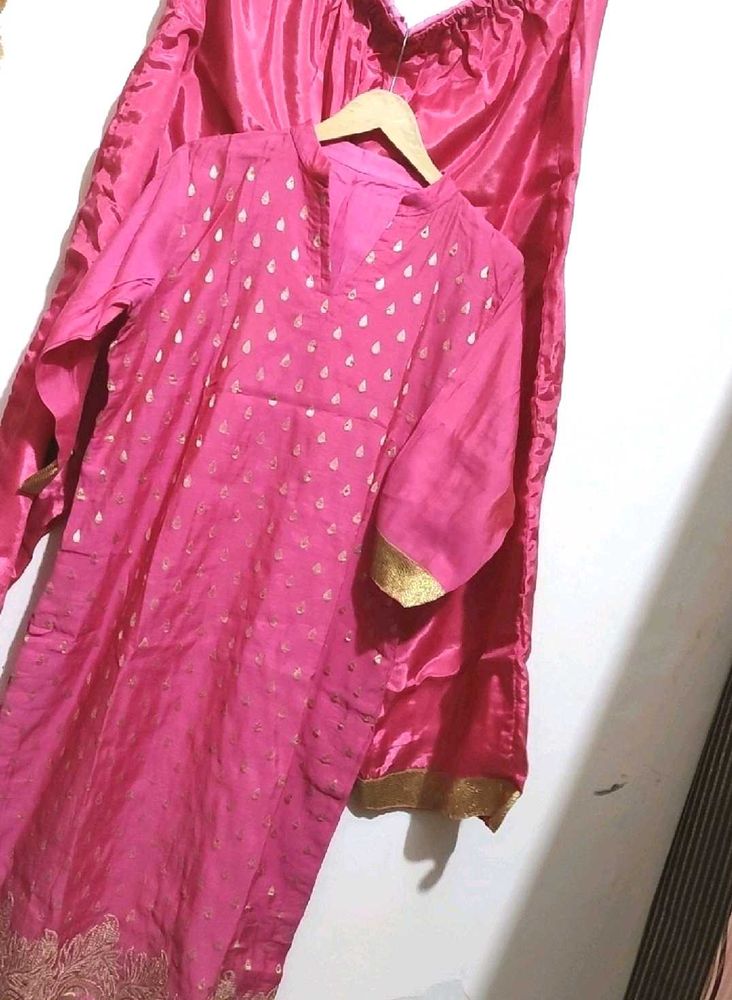 Rose Pink Plazo Suit With Dupatta 38 Bust