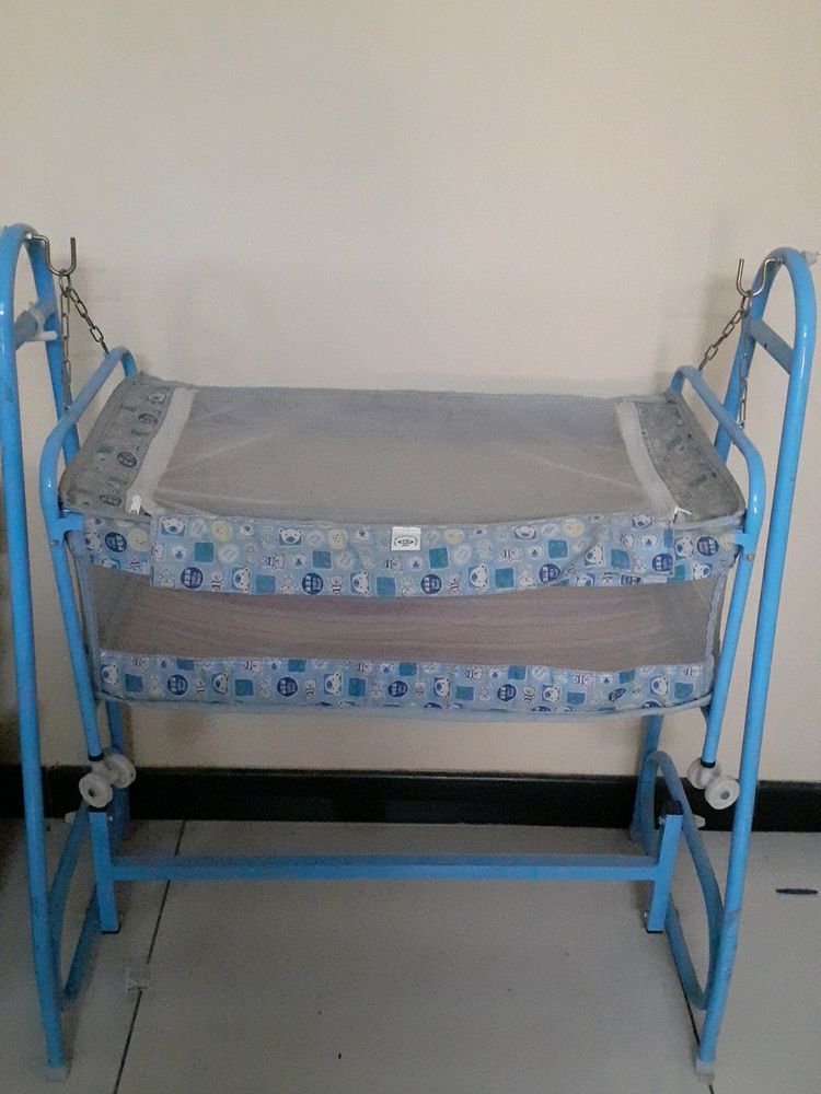 Baby Cradle Blue With Mosquito Net