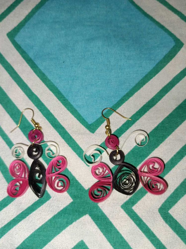 Hand Made Butterfly Quilling Earrings