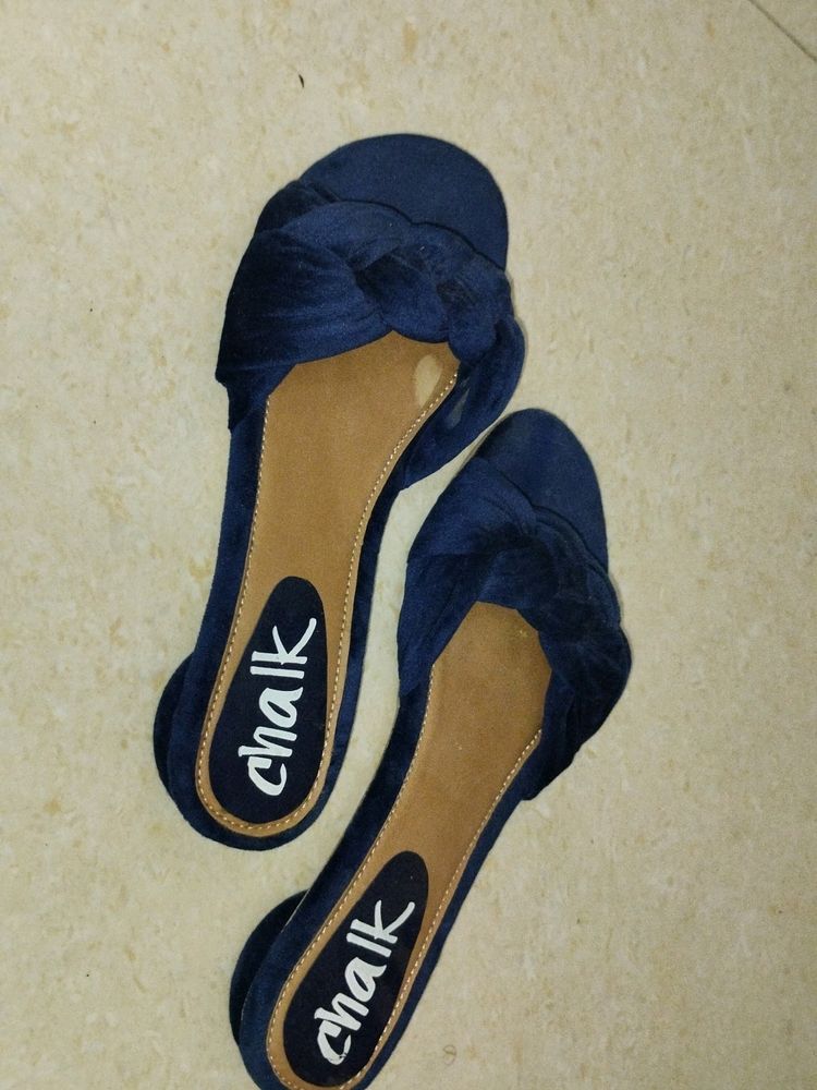 *FLASH SALE* Navy blue Velvet Sliders