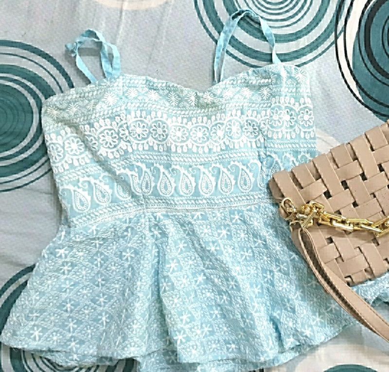 Light blue Peplum Top