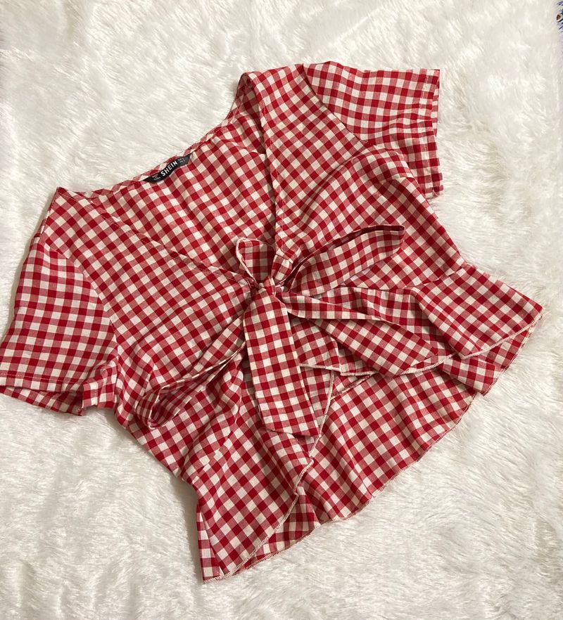 Shein Red Gingham Top